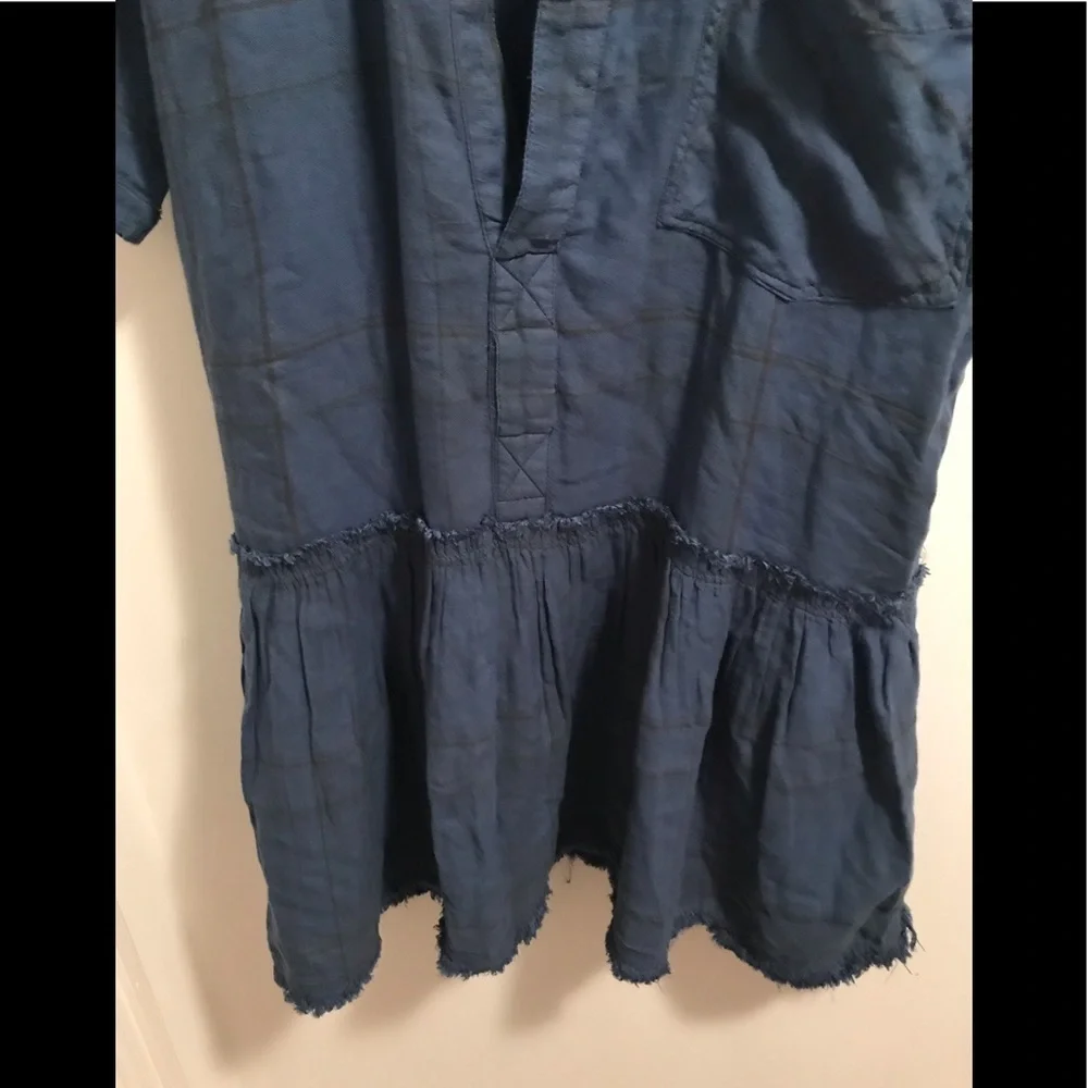 SALE NWT Free People Love Buzz Dress Med Blue Plaid